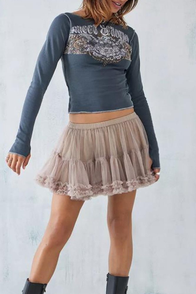 Y2K Spicy Girl Printed Slim Versatile Long Sleeve Crop Top Secondary image