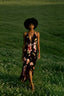 Summer Floral  Pleated Backless Robe Evenning- Midi Dresses