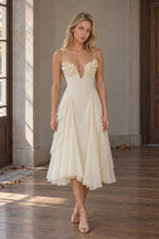 Sculpted Flower Plunge Midi Slip Dress