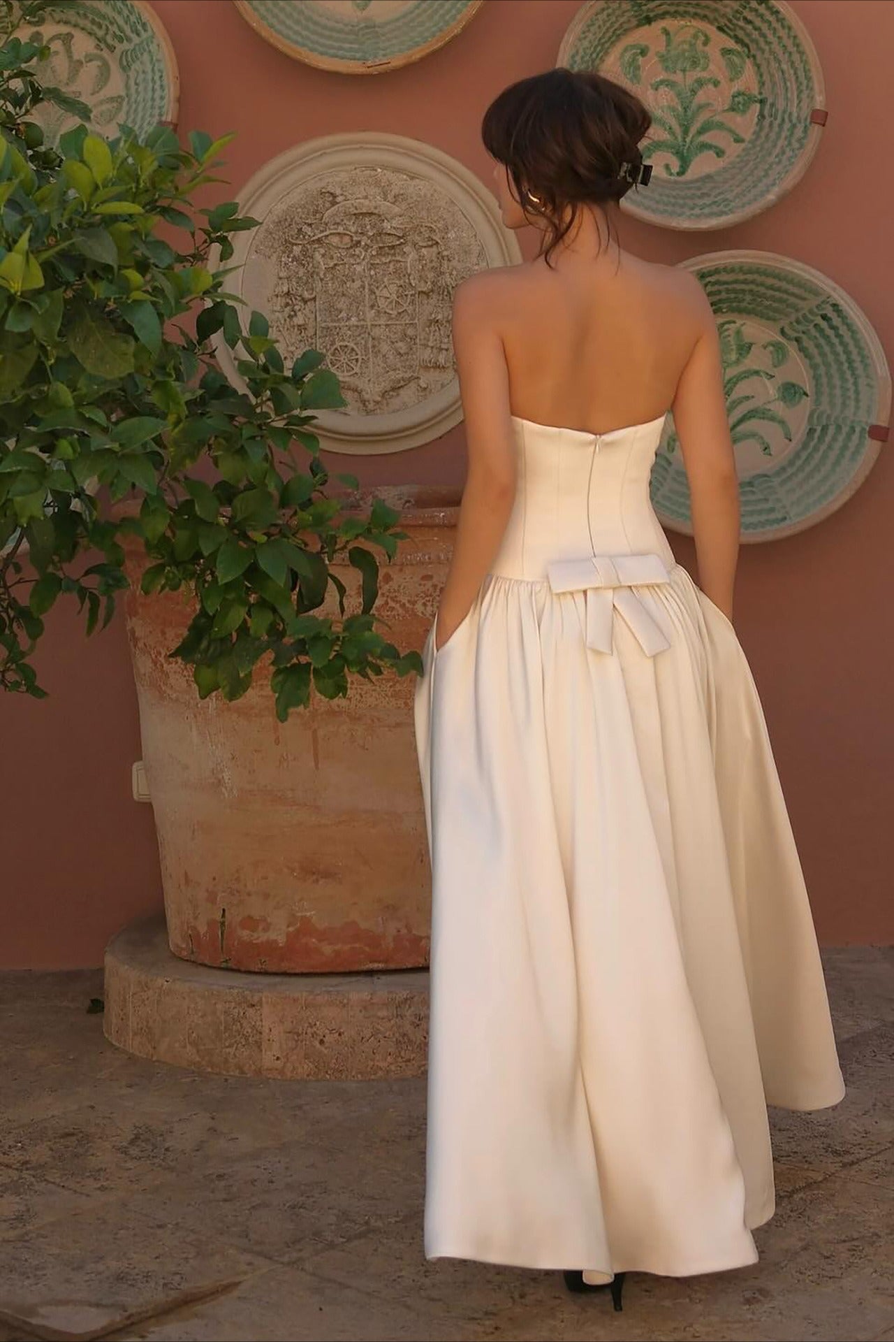 French Satin Strapless Gown Prom Dress Secondary image