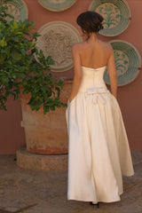French Satin Strapless Gown Prom Dress