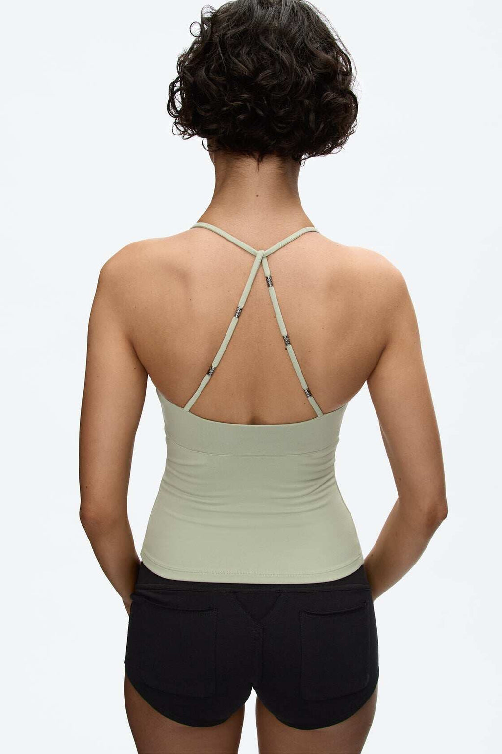 Silver-Tone Strap Slim Fit Cami Top