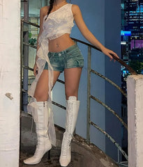 Tiered Layer Sleeveless Sheer Top