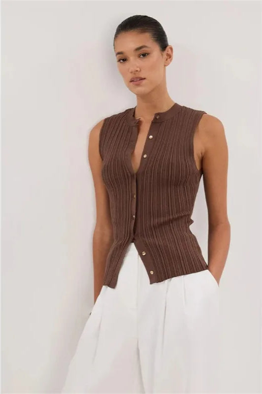 Sleeveless Cropped Knit Cardigan Secondary image