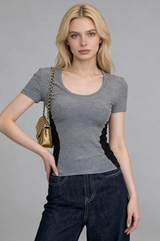 Color Block Fitted Crewneck T-Shirt Main image