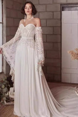 Strapless Lace Long Sleeve Wedding Dress