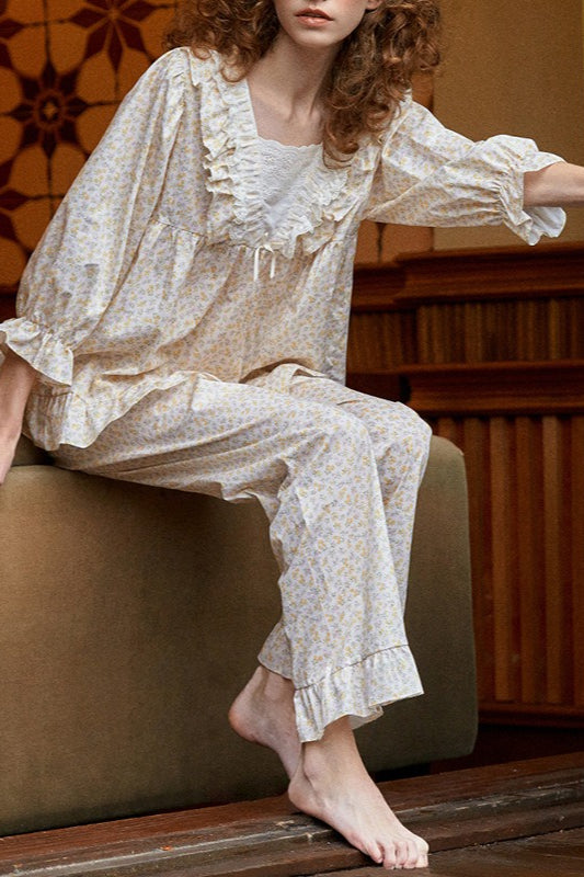 Sweet Square Neck Cotton Sleepwear Pajama Set Secondary image