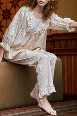 Sweet Square Neck Cotton Sleepwear Pajama Set