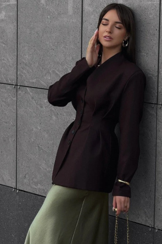 Elegant Single-Button Draped Blazer Secondary image