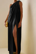 Asymmetric One Shoulder Slit Formal Dress