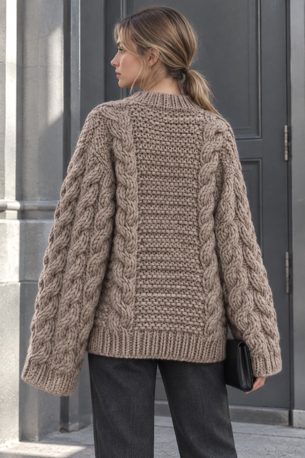 High Neck Wide Long Sleeve Loose Sweater