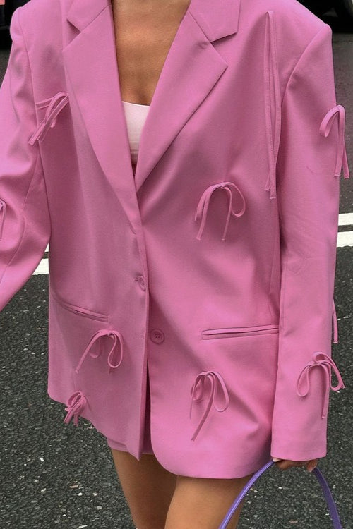 Blush Pink Bow Detail Relaxed Blazer Secondary image