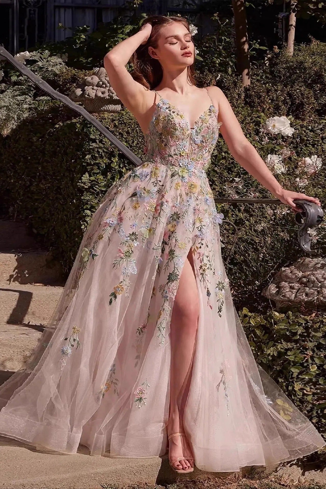Embellished Spaghetti Strap Ball Gown Prom Dress Secondary image