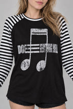 Street Note Letter Print Striped T-shirt