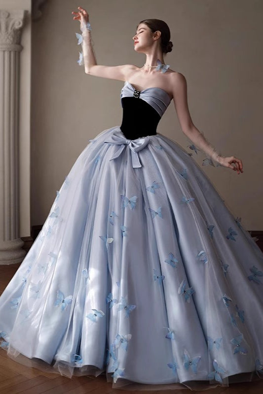 Floral Applique Strapless Ball Gown Prom Dress Main image