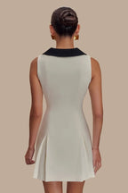 Fitted Lapel Button Work Dress