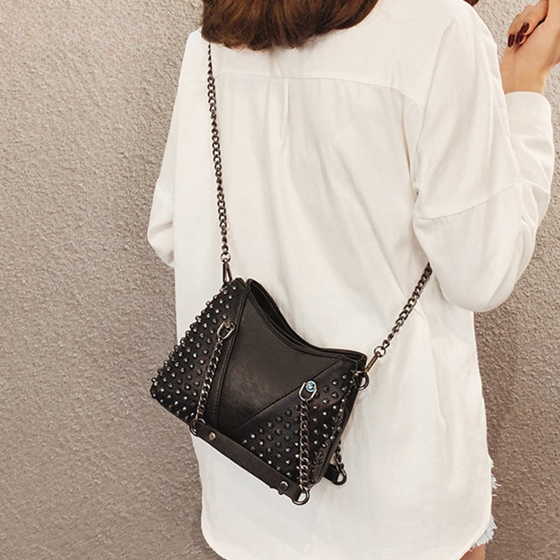 Studded Leather Punk Rock Rivet Chain Wallet Purse Crossbody Bag Secondary image