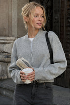 Casual Solid Color Zip-Up Loose Fit Knit Sweater