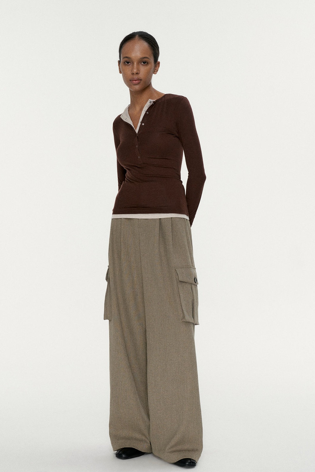 Henley Neck Two-in-One Knit Top Secondary image