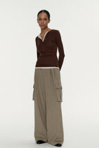 Henley Neck Two-in-One Knit Top