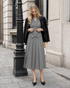 Elegant Spliced Tunic Skirt Two Piece Set