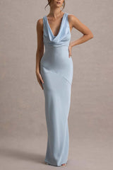 Elegant Luxury Satin Slim Bodycon Mermaid Backless Formal Dress