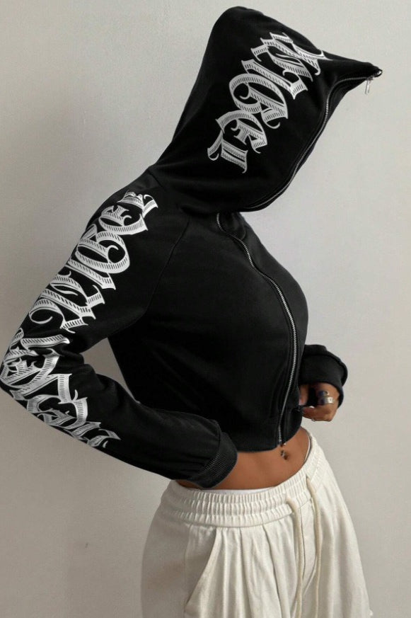 Trendy Printed Zipper Hoodie Secondary image