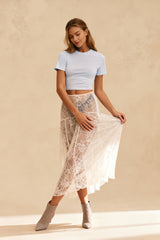 Sheer Floral Lace Maxi Skirt