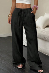 Solid Color Straight Leg Casual Pants