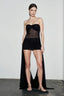 Bustier Backless Ruched Mesh Bodycon Dress