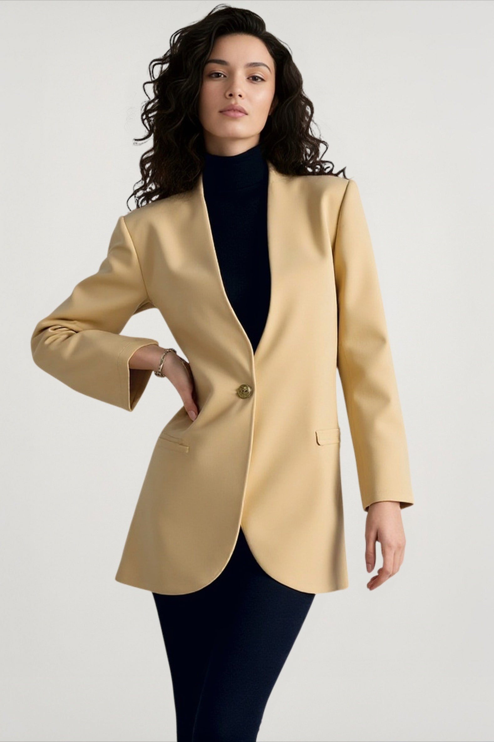 Solid V-Neck Minimalist Office Blazer Secondary image