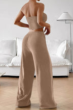 Ribbed Sleeveless Tie Front Knit Set