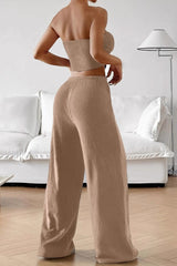 Ribbed Sleeveless Tie Front Knit Set