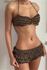Ruched Polka Dot Bikini Set