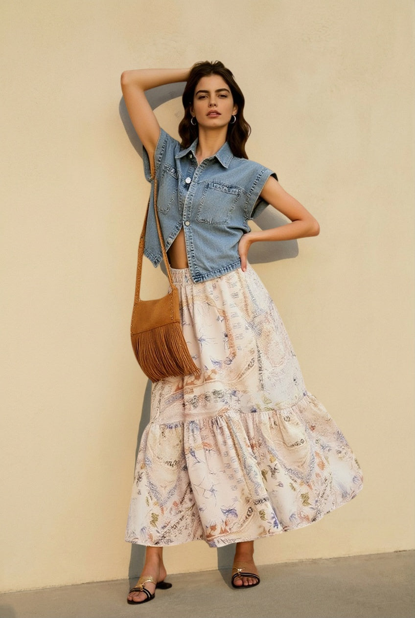 Light Flowy Floor Length Vacation Skirt Main image