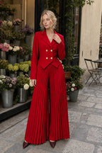 Tailored Pleated Two Piece Blazer Pants Set