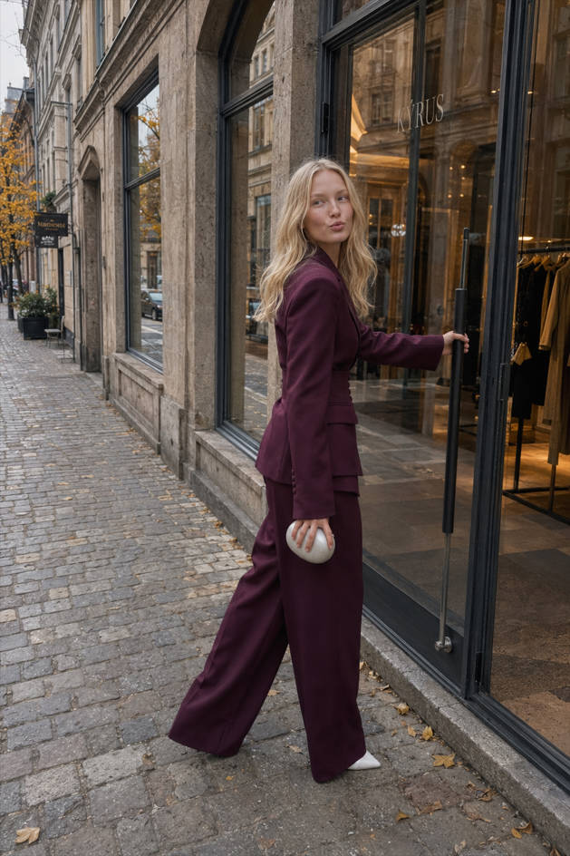 Casual V Neck Two Piece Blazer Pants Set Secondary image