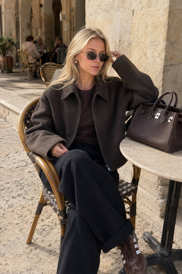 Minimalist Lapel Short Wool Coat