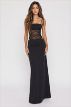 Sheer Lace Panel Cutout Bodycon Midi Dress