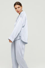 Satin Long Sleeve Robe Pants Pajama Set