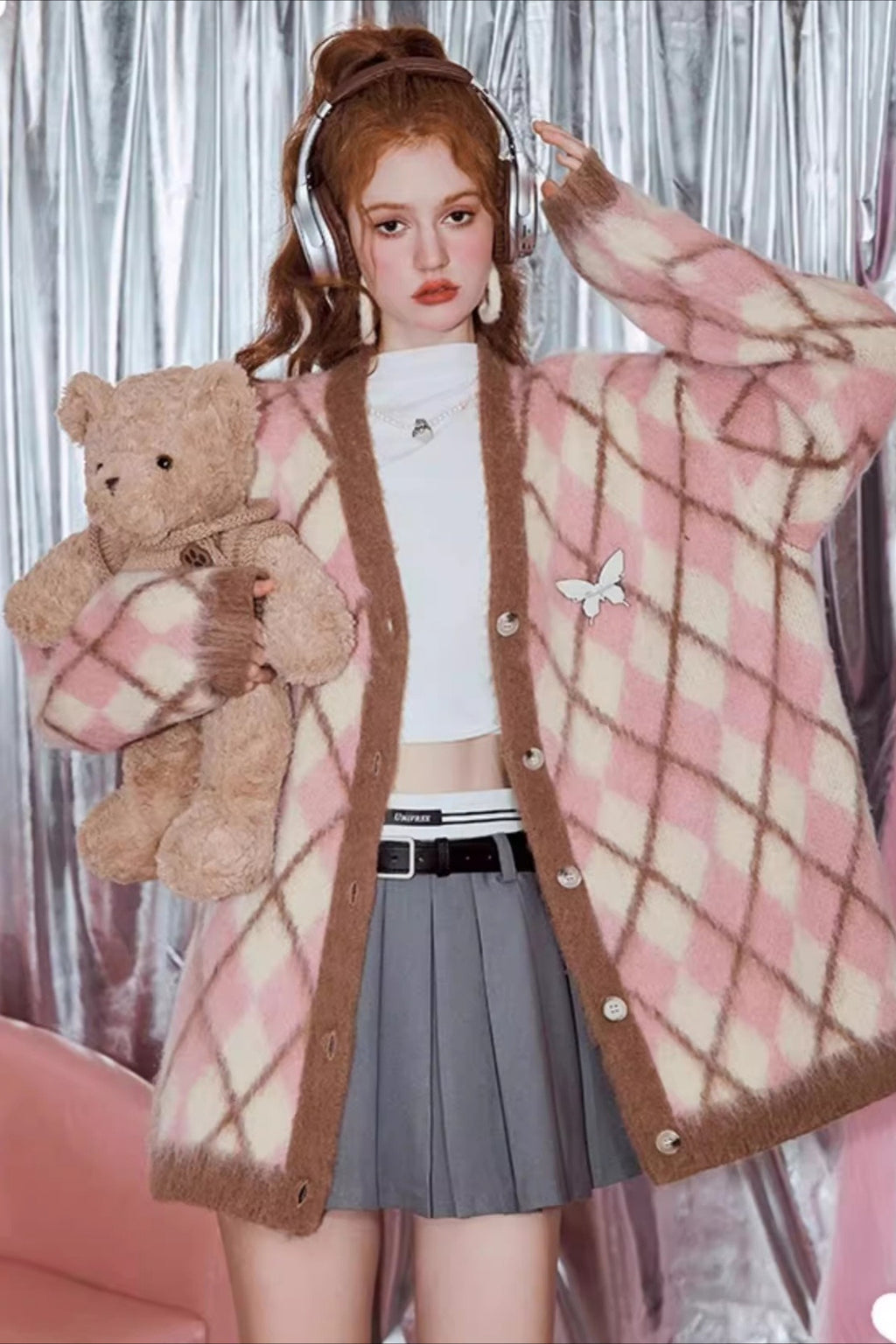 Vintage Argyle Mohair Cardigan