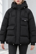 Cropped Insulated Cargo Puffer Jacket