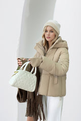 Quilted Down Blend Cropped Coat