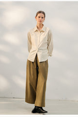 Retro Corduroy Collared Blouse