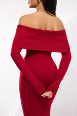 Off Shoulder Knit Party Dress