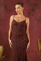 Lace Cami Backless Bodycon Maxi Lace Dress