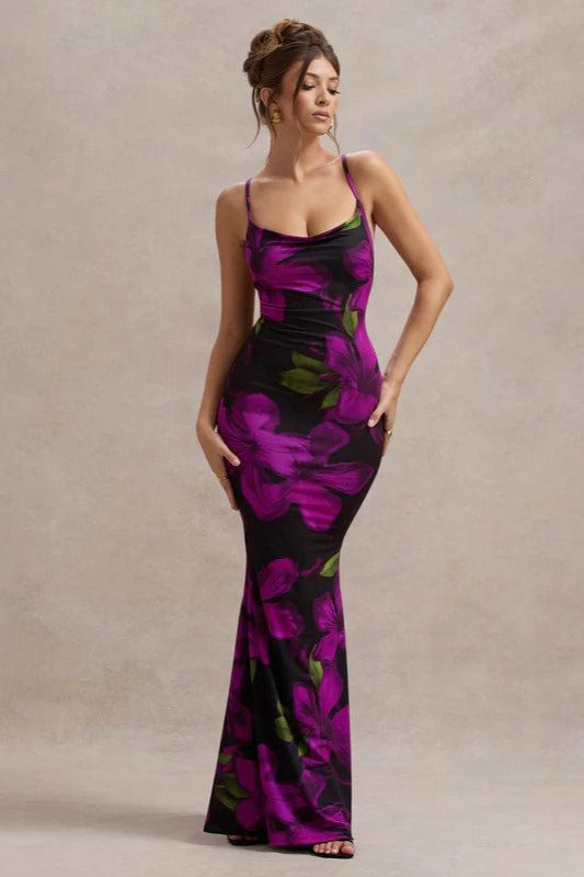 Open-Back Floral Maxi Party Dress Secondary image