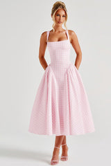 Gingham Backless Slip Birthday Dress