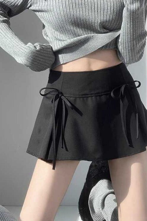 Low Rise Bow Tie A Line Mini Skirt Main image