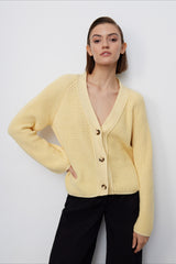 V Neck Cropped Batwing Cardigan